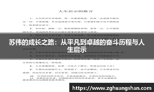苏伟的成长之路：从平凡到卓越的奋斗历程与人生启示